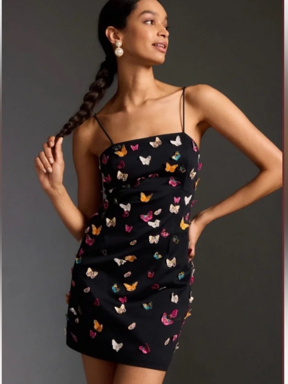 ANTHROPOLOGIE MAEVE 3-D Butterfly Dress Size 6 Black